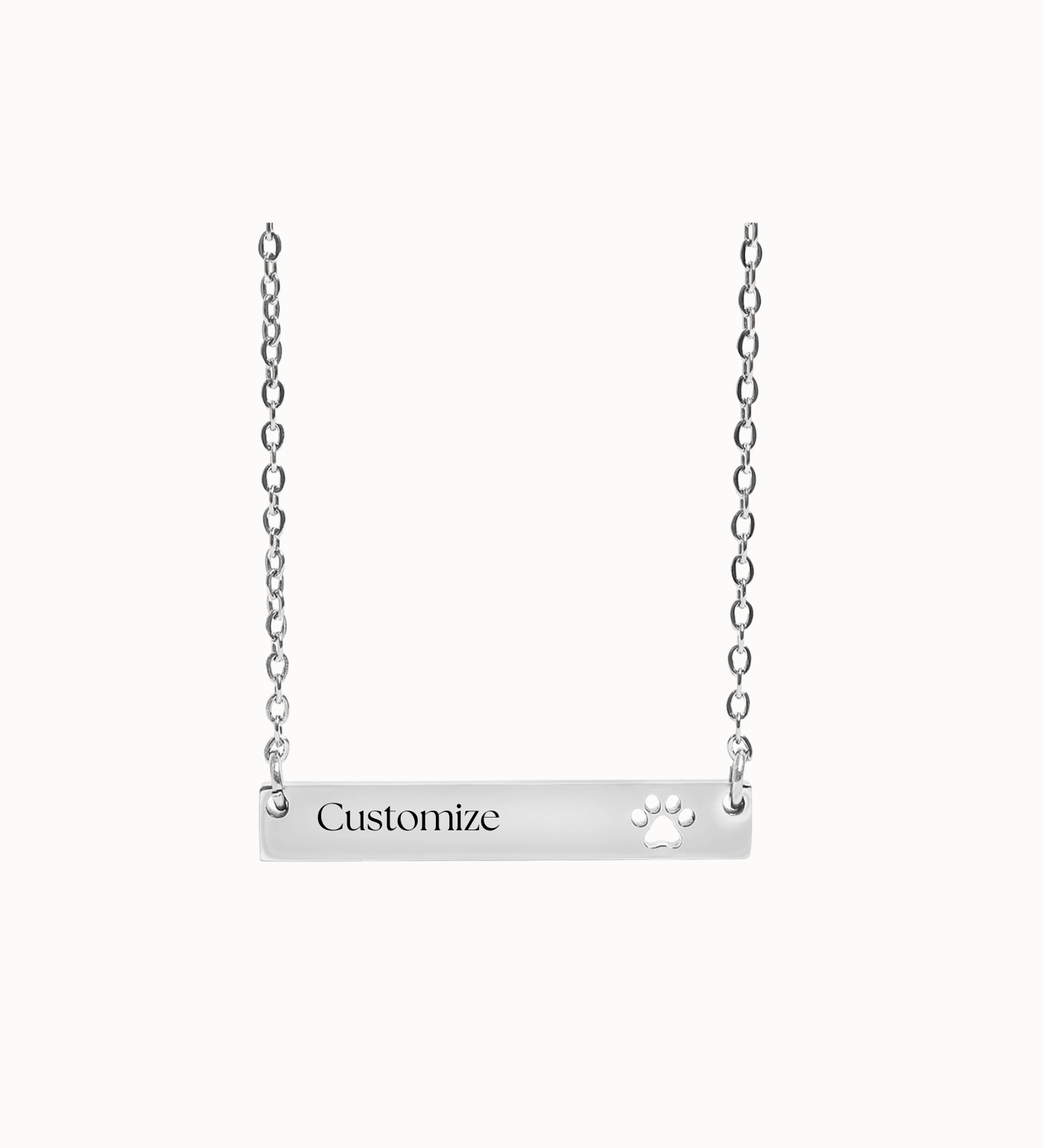 Paw Bar Necklace | Custom Engraved | Personalized Engraving