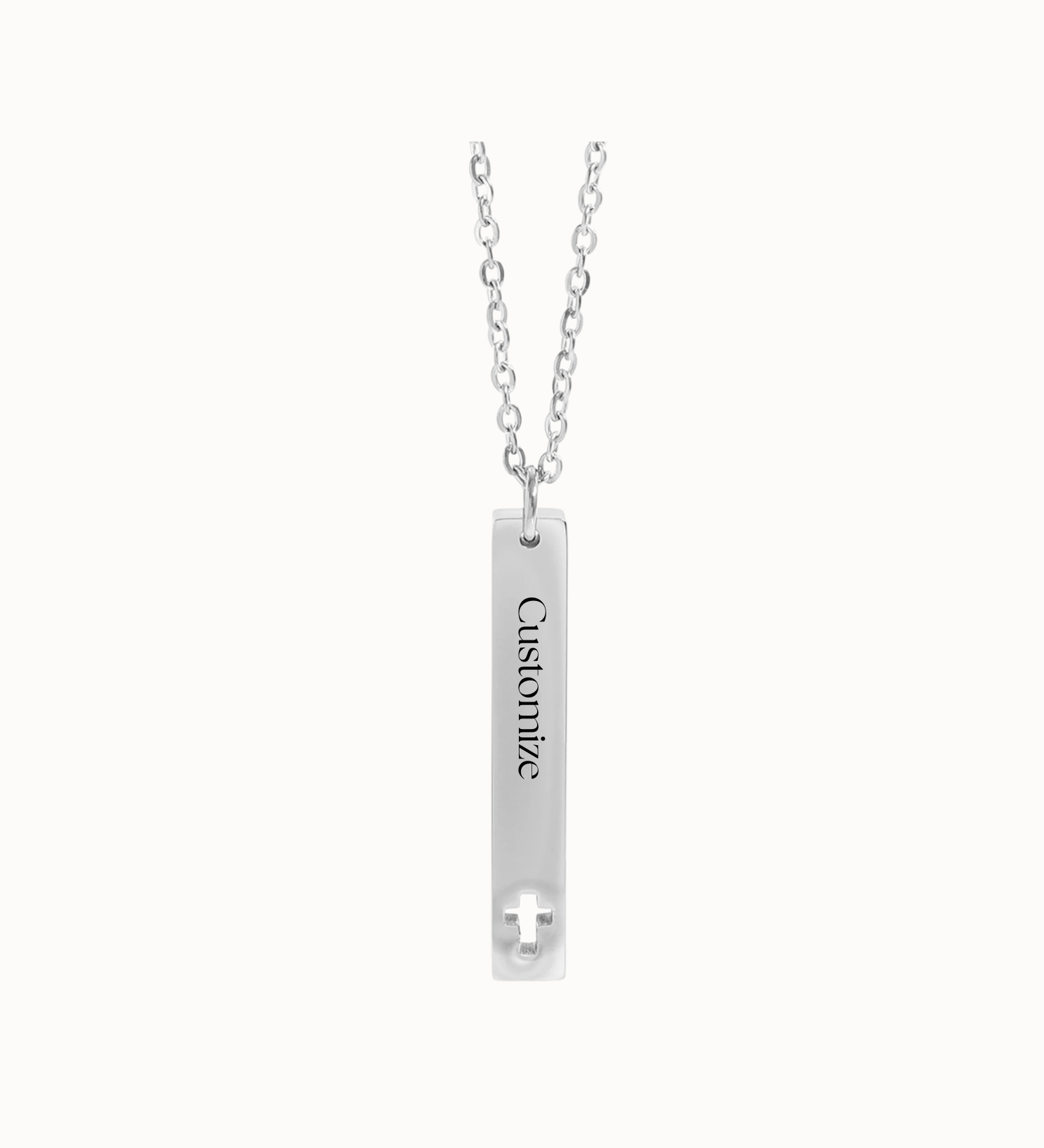 Cross Bar Necklace | Custom Engraved | Personalized Engraving