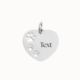 Pawprint Heart Charm | Custom Engraved | Personalized Engraving