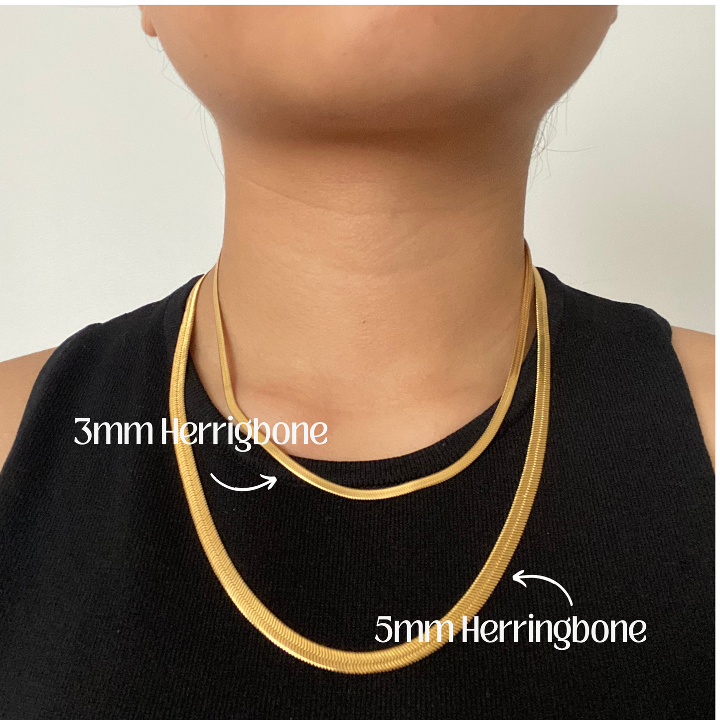 Gold herringbone necklace on sale 5mm